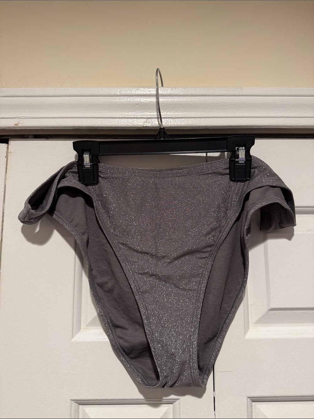 No Boundaries Sparkle High-Cut Women's Swim Bottoms - Gray
